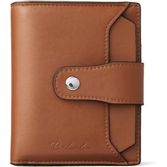 Women Leather Wallet RFID Blocking Small Bifold Zipper 3-Brown